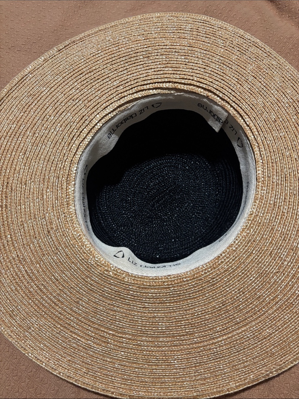 Liz Claiborne Black Crown Leopard-Print Straw Sun Hat - Picture 4 of 6
